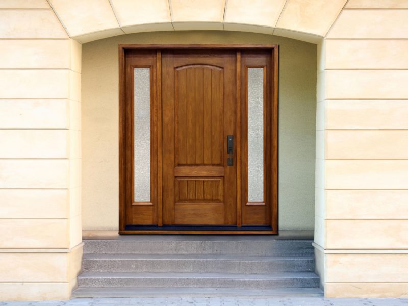 Rustic Cherry Engraved MASTERGRSIN Door in Auburn stain color - C101