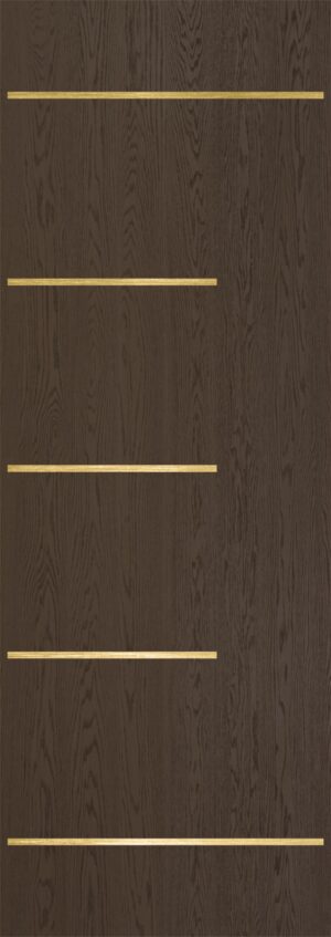 Contemporary Stainless Inlay Oak Fiberglass Exterior Door - O608 - MASTERGRAIN Door