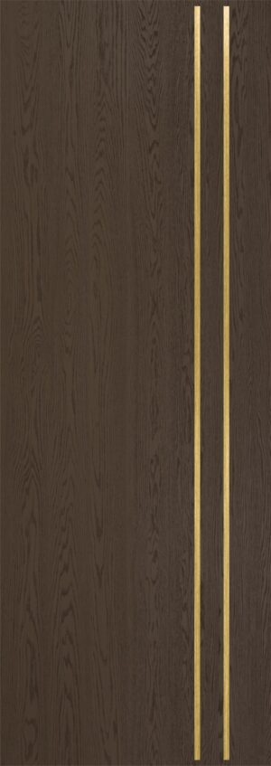 Contemporary Stainless Inlay Oak Fiberglass Exterior Door - O610 - MASTERGRAIN Door