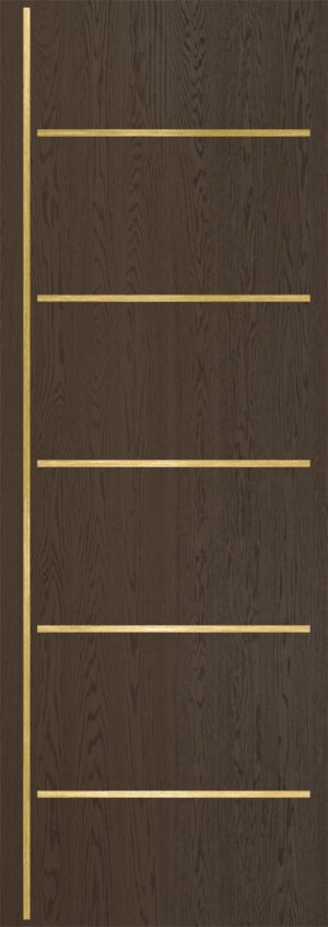 Contemporary Stainless Inlay Oak Fiberglass Exterior Door - O612 - MASTERGRAIN Door
