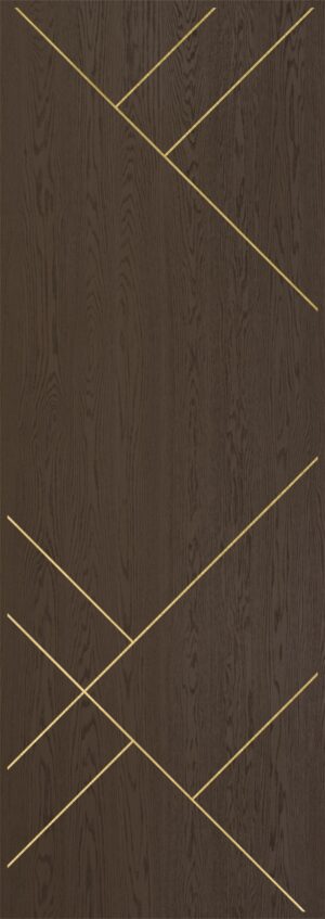 Contemporary Stainless Inlay Oak Fiberglass Exterior Door - O614 - MASTERGRAIN Door
