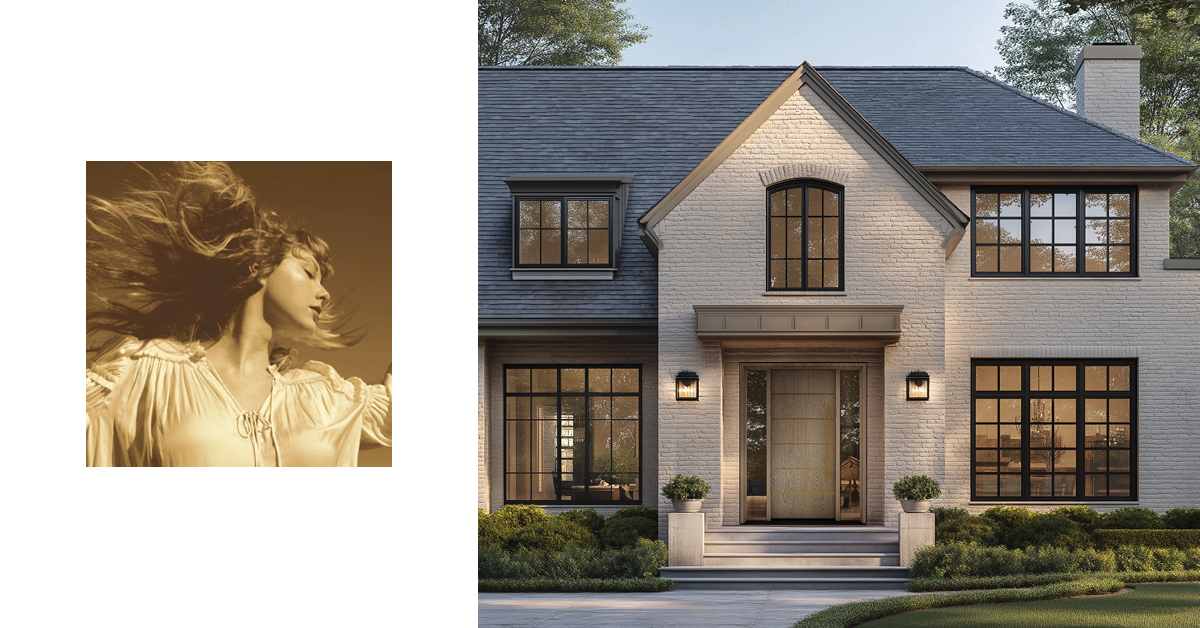 Taylor Swift Fearless album inspired door. Contemporary Oak Stainless Inlay.